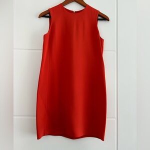 Vince Red Sleeveless Silk Shift Dress